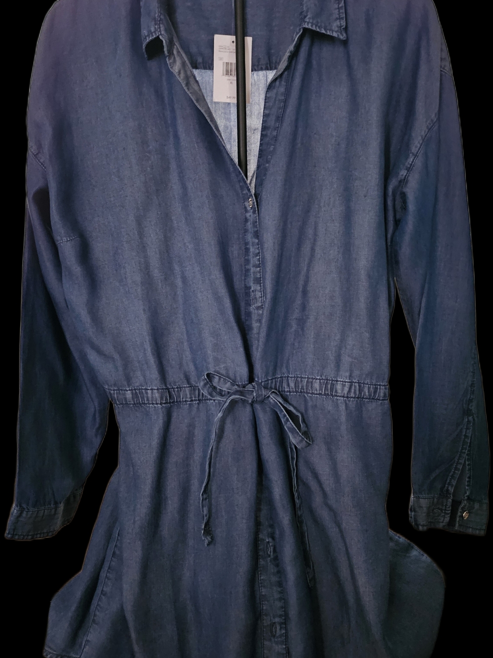 Guess Dark Blue Denim Jacket with Waist Tie